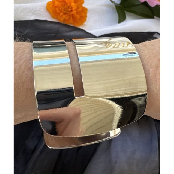 Silvertone Wide Cuff Bangle Bracelet Chic Women Party Vacation Jewelry Gift NEW - Picture 9 of 12